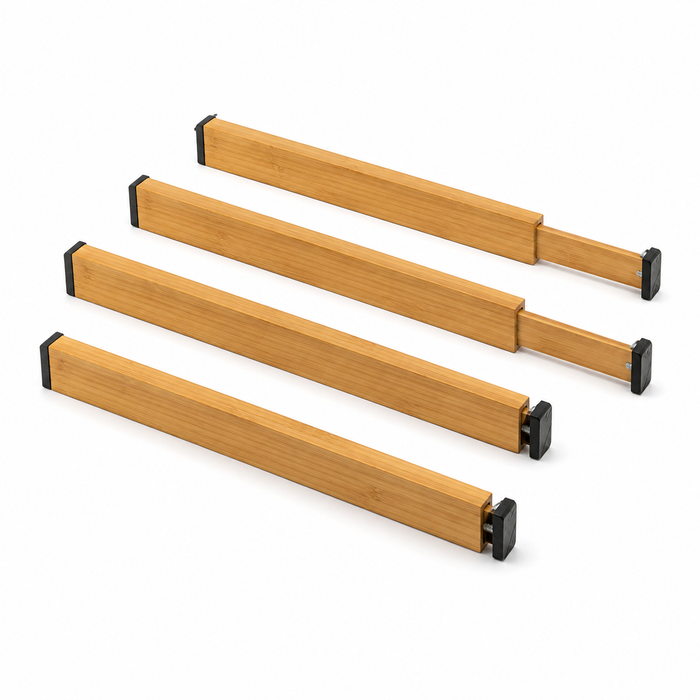 Adjustable Bamboo Drawer Dividers - Set of 4