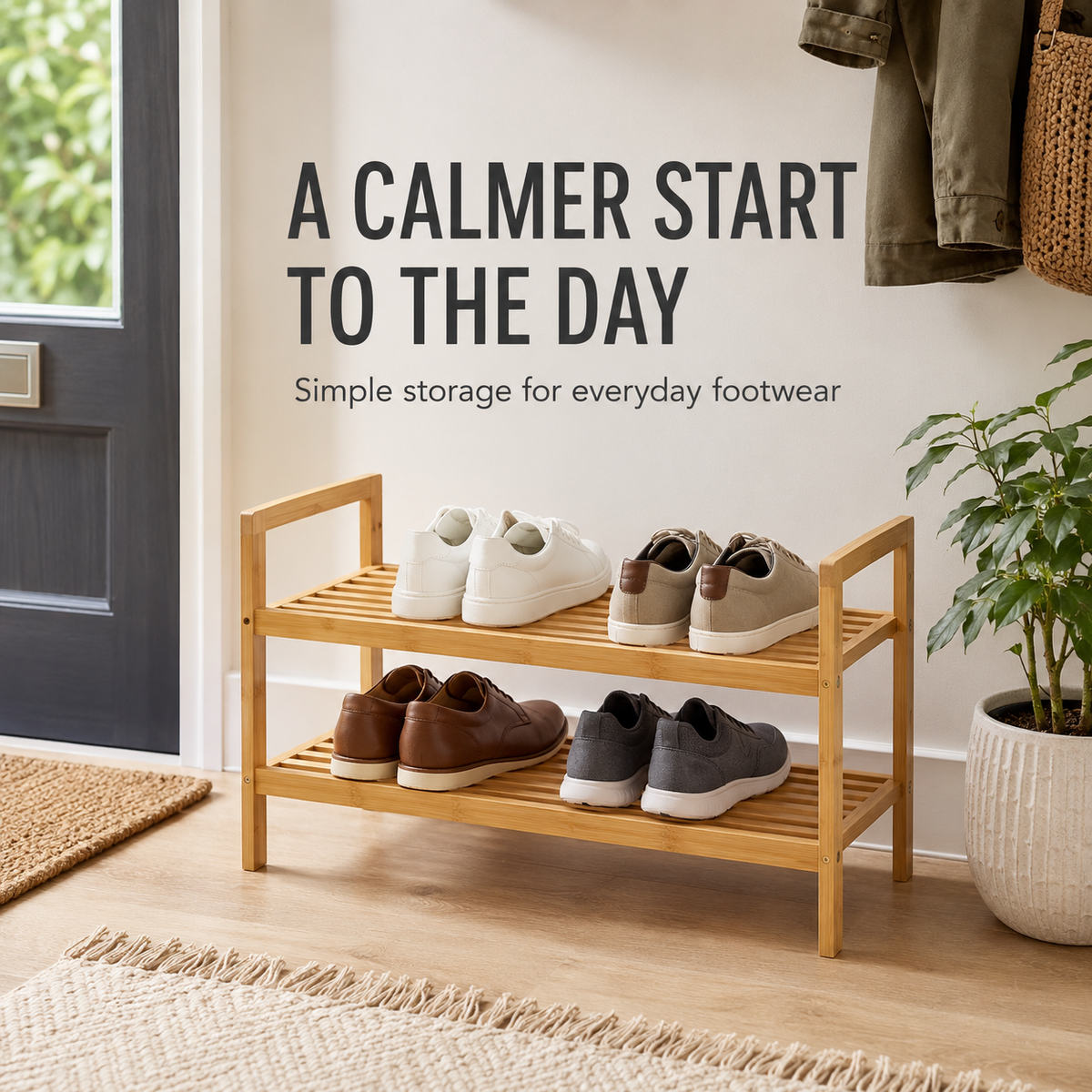 Two-Tier Bamboo Shoe Storage Rack