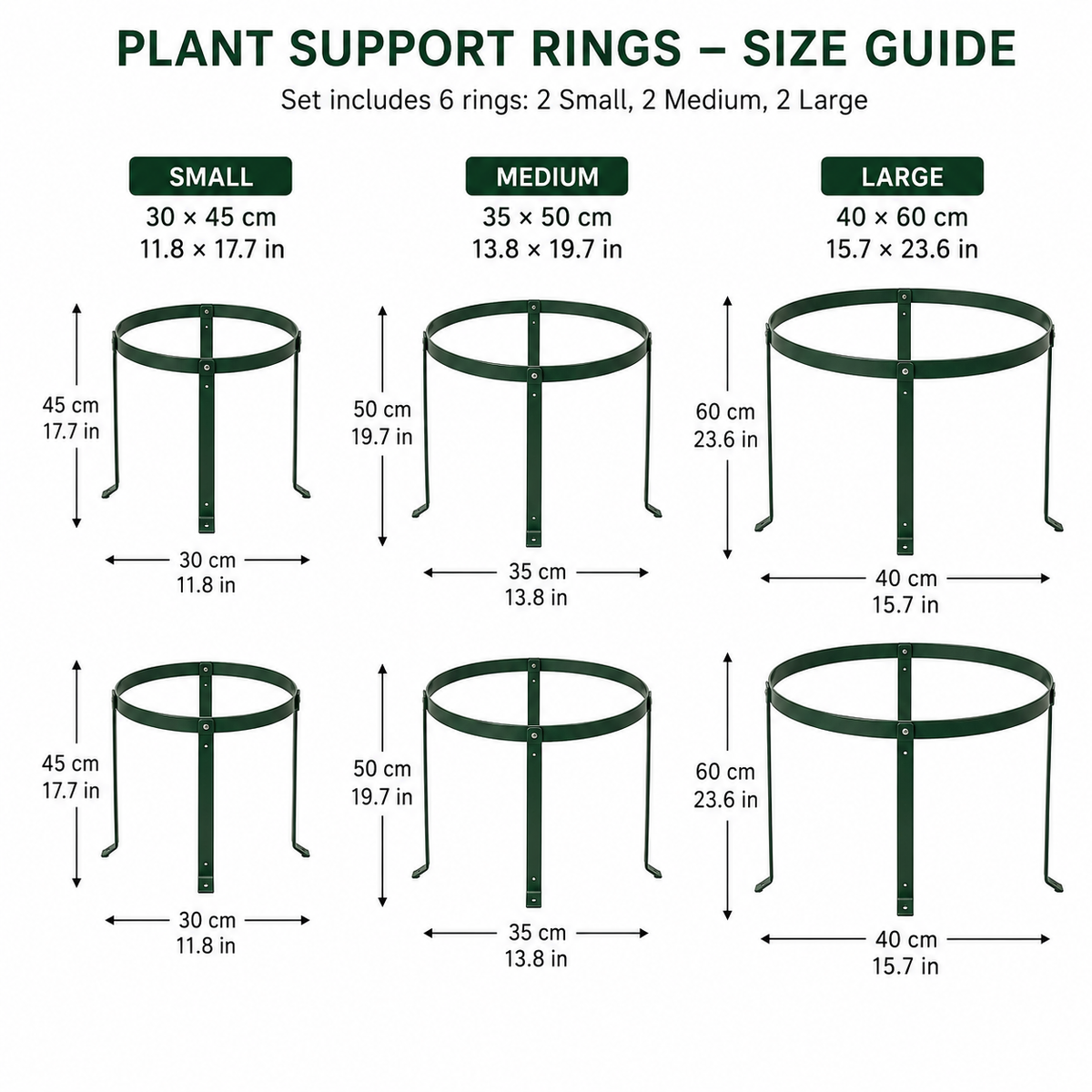 Steel Plant Support Rings - Set of 6