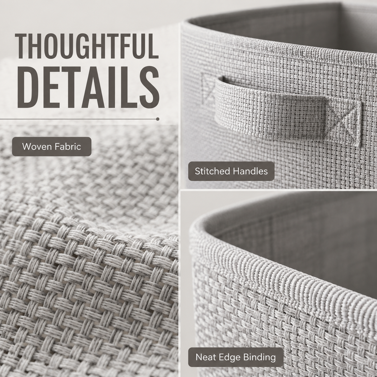 Foldable Fabric Storage Baskets - Set of 3