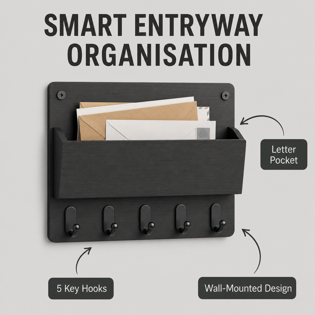 Wall-Mounted Key and Letter Holder