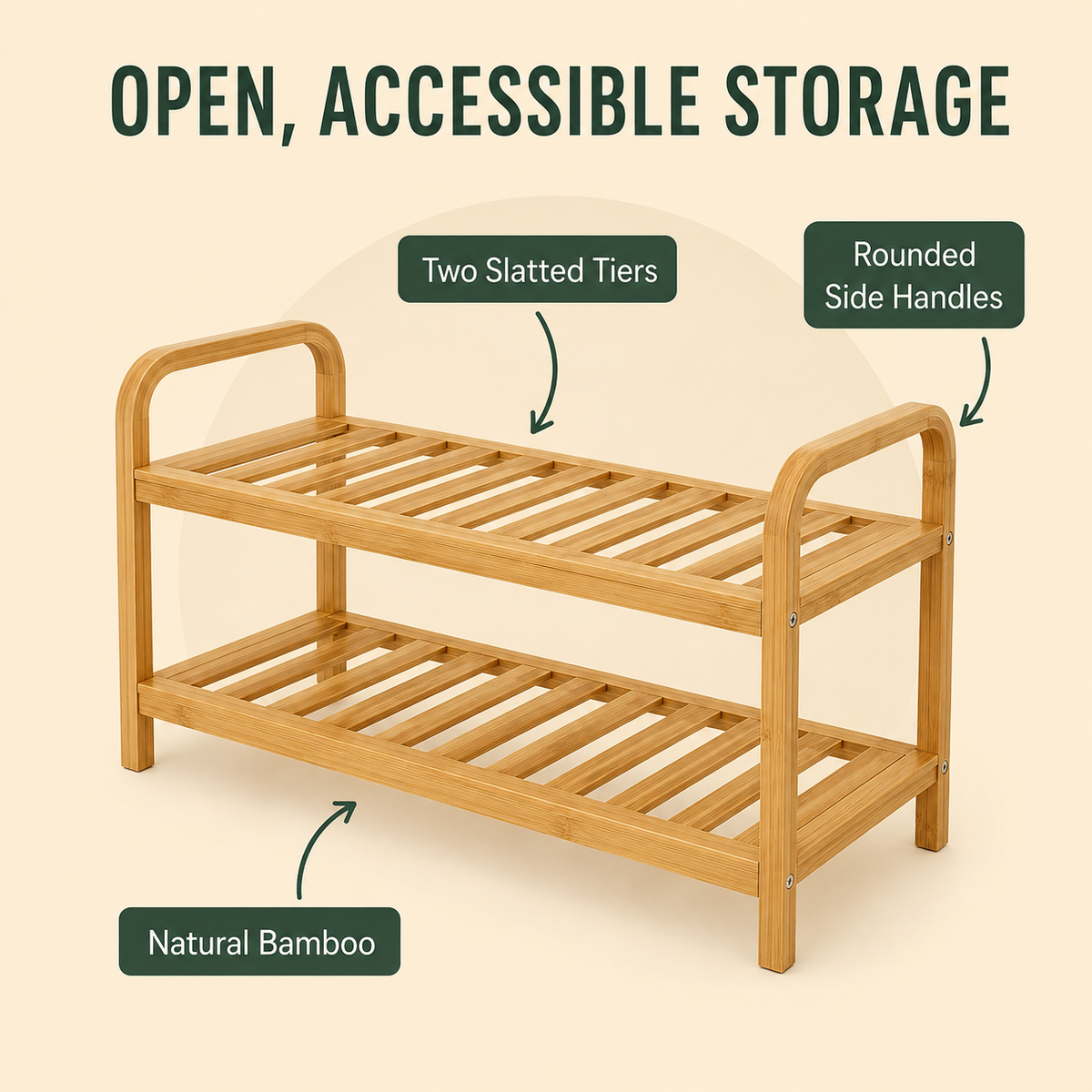 Two-Tier Bamboo Shoe Storage Rack