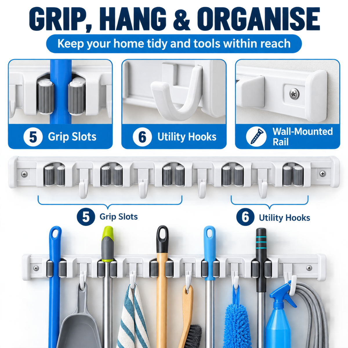 Wall-Mounted Cleaning Tool Holder