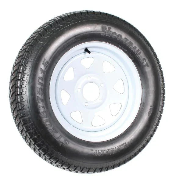 2-Pack Trailer Tires On Rims ST205/75D15 Load Range C 5-Lug White Spoke 15 inch