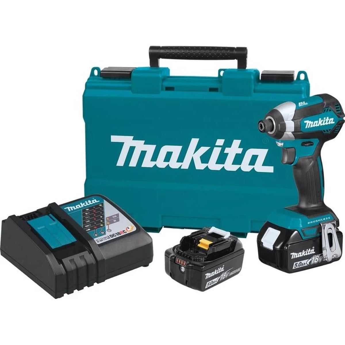 18V Brushless 1/4 Inch Cordless Impact Driver Kit With 5 Ah Battery, Charger And Tool Case