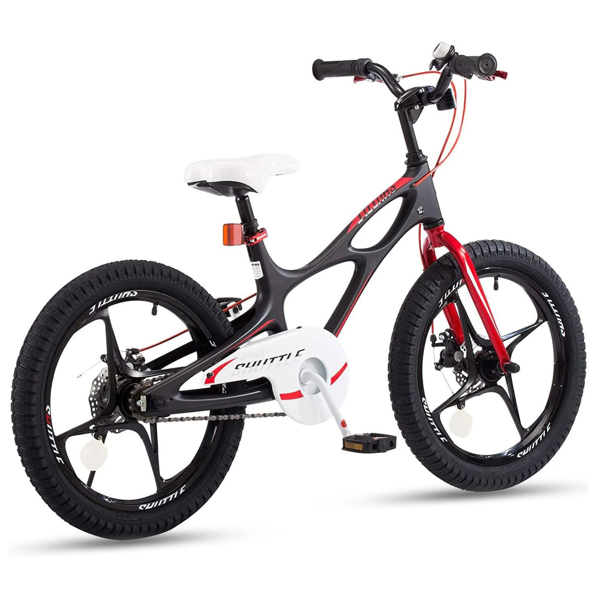 18 Inch Magnesium Alloy Kids Bike With Dual Disc Brakes, Lightweight Frame, Black
