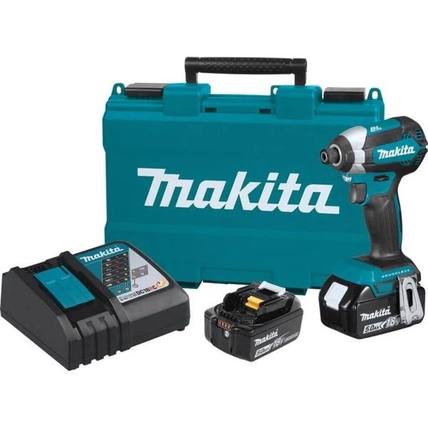 18V Brushless 1/4 Inch Cordless Impact Driver Kit With 5 Ah Battery, Charger And Tool Case